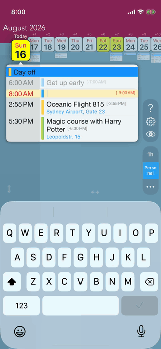 swipecalendar app preview